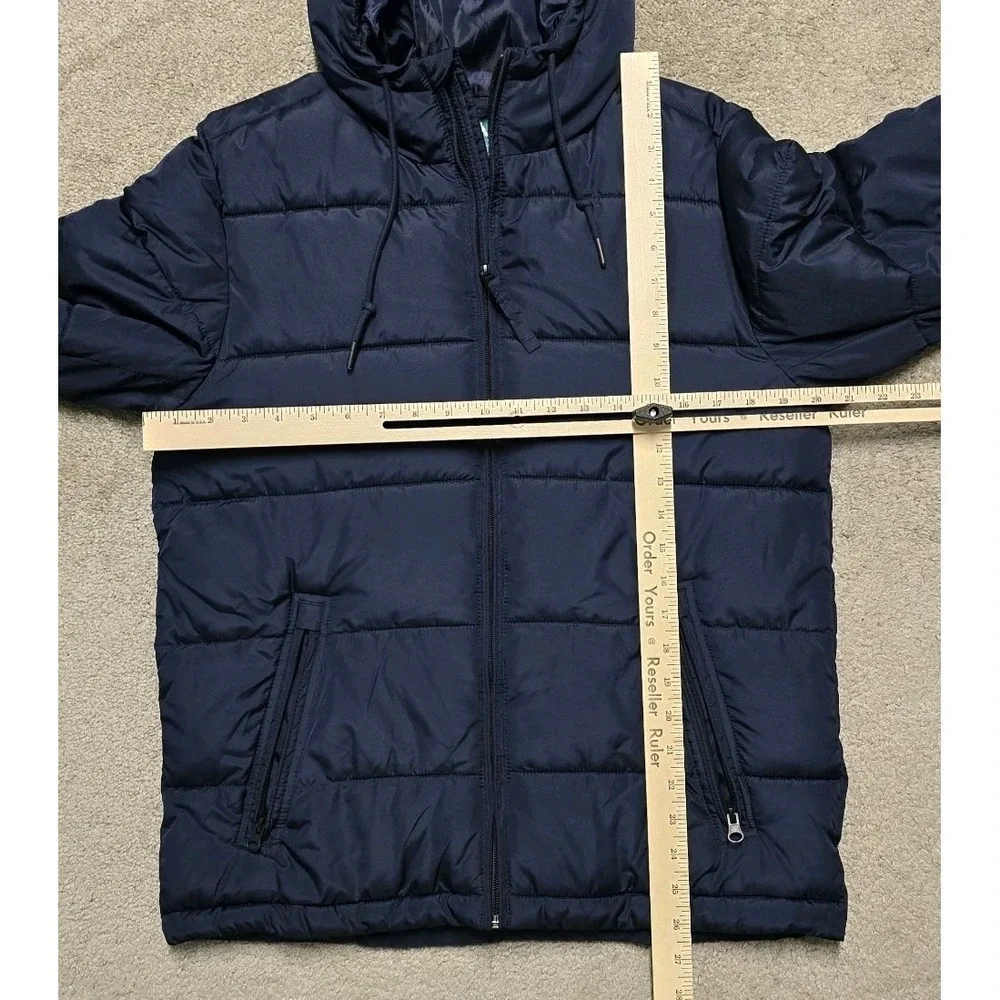 Aeropostale Mens Small Puffer Jacket Navy Blue Coat Recycled Down EUC‎